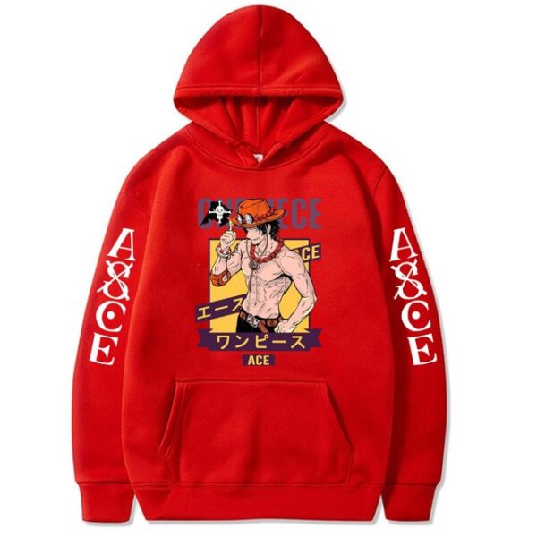 One Piece Ace Hoodie – Manga-Inspired Print – Harajuku Style – Fashion Leisure Pullover Sweatshirt