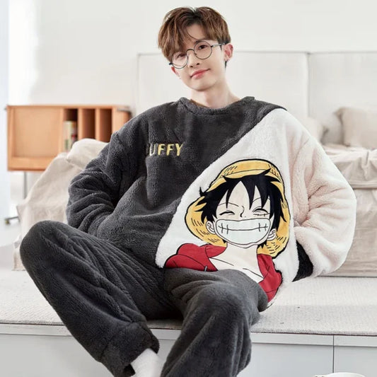 One Piece Luffy Pajamas: Winter Warm Nightwear