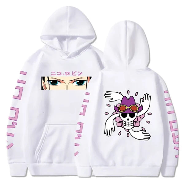 One Piece Anime Hoodie: Robin-Themed Pullover Sweatshirt – Long Sleeve, Loose-Fit, Streetwear Style