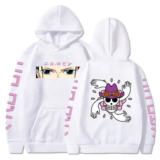 One Piece Anime Hoodie: Robin-Themed Pullover Sweatshirt – Long Sleeve, Loose-Fit, Streetwear Style