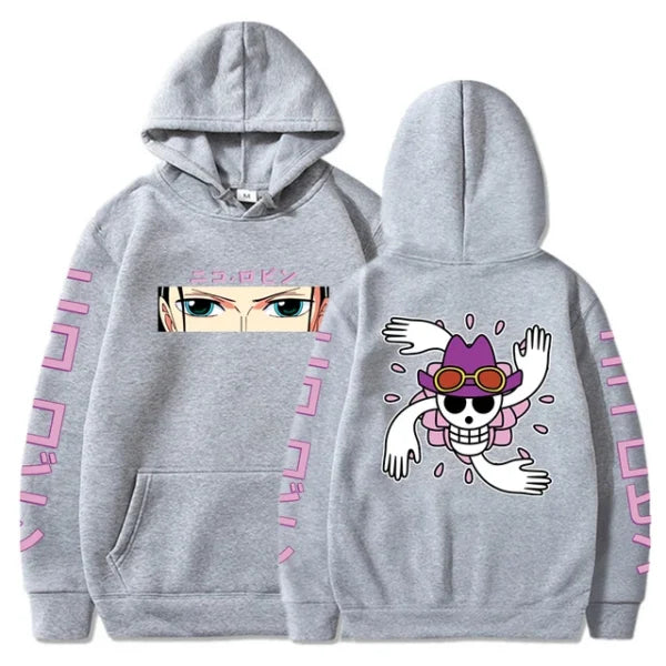 One Piece Anime Hoodie: Robin-Themed Pullover Sweatshirt – Long Sleeve, Loose-Fit, Streetwear Style