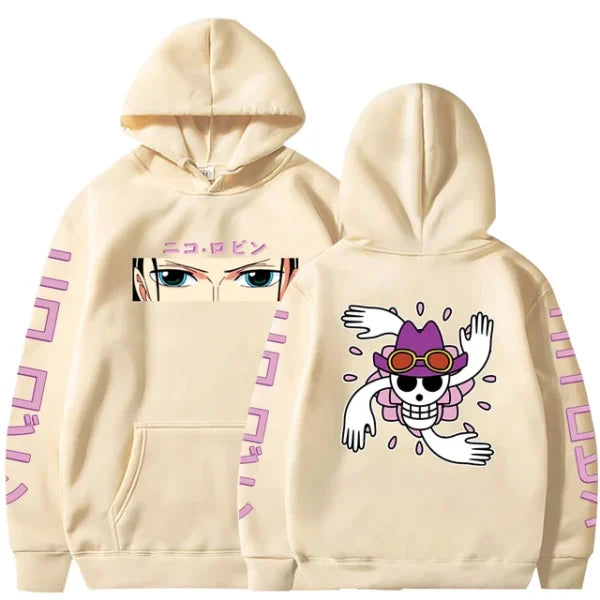 One Piece Anime Hoodie: Robin-Themed Pullover Sweatshirt – Long Sleeve, Loose-Fit, Streetwear Style