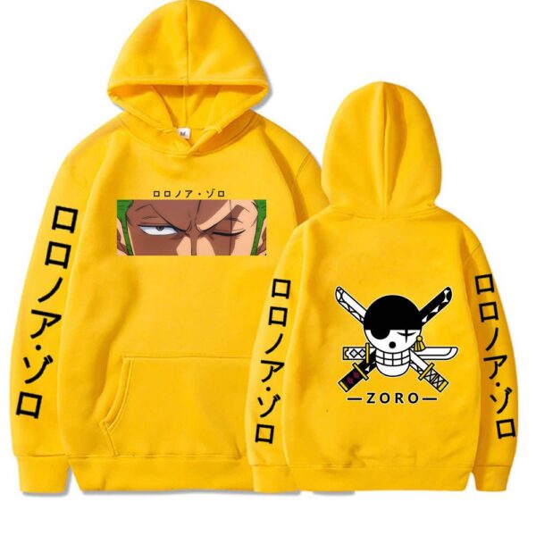 Roronoa Zoro Hoodie – Staredown Design with Jolly Roger Backprint