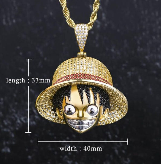 Iced Cubic Luffy Head Necklace – Diamond Zircon