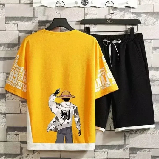 One Piece Shirt and Shorts Set: Summer Casual Harajuku Style for Men