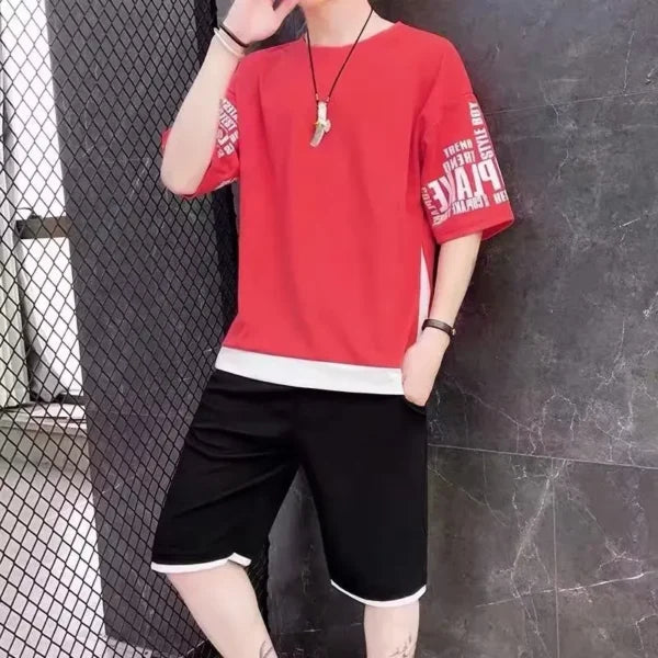 One Piece Shirt and Shorts Set: Summer Casual Harajuku Style for Men
