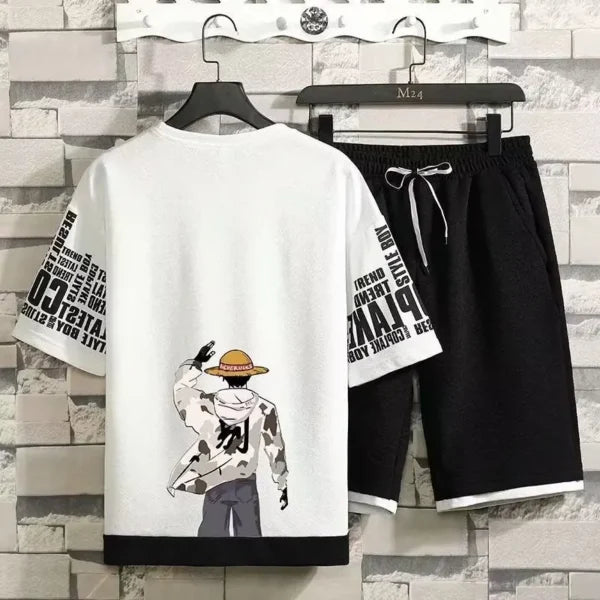 One Piece Shirt and Shorts Set: Summer Casual Harajuku Style for Men