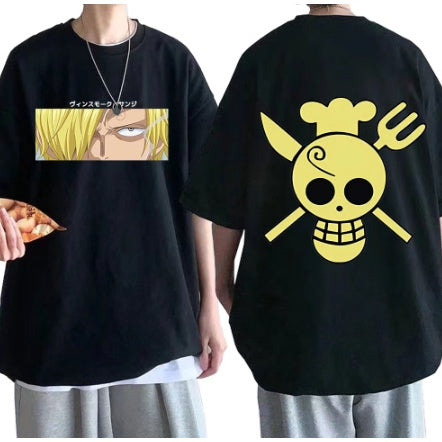 One Piece Sanji T-Shirt – Harajuku Fashion – Summer Short-Sleeved, Loose Casual Men’s Top – Oversized Hip Hop Style