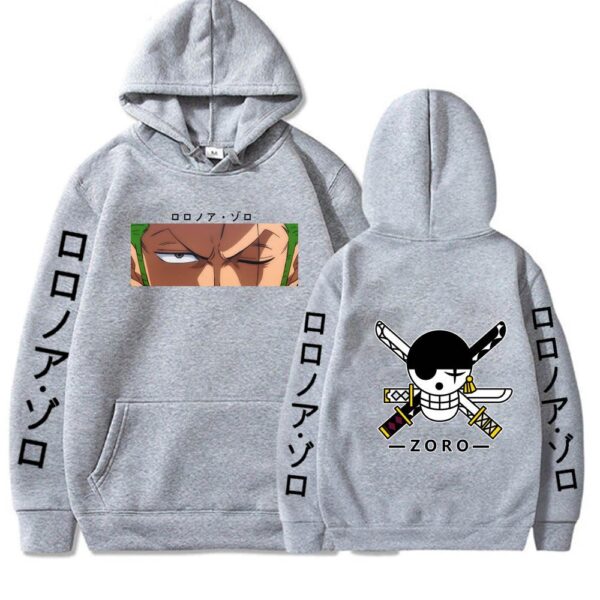 Roronoa Zoro Hoodie – Staredown Design with Jolly Roger Backprint